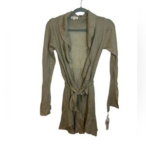 Nwt Twiggy Tan Ruffle Belted Cardigan